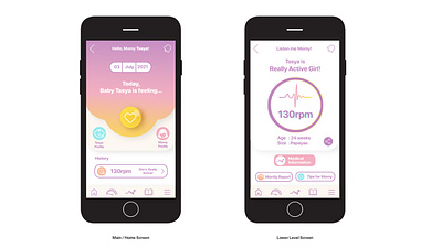 UI Design Element - Heart Beat Monitoring for Baby apps graphic design mobile