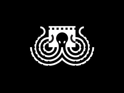 Octopus Films animal arms cinema films icon logo mark motion movie octopus picture ribbon symbol tentacle