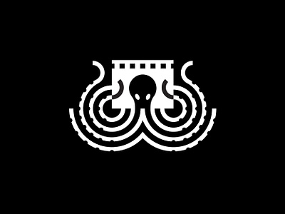 Octopus Films animal arms cinema films icon logo mark motion movie octopus picture ribbon symbol tentacle
