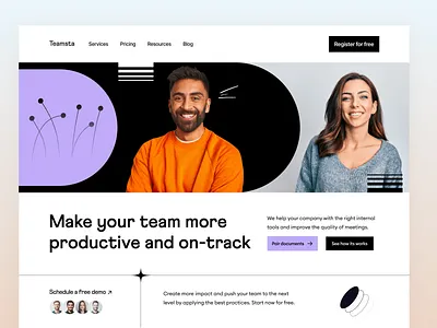 SaaS meetings: website identity analytics b2b b2c community crisp design identity illustration landing page meeting minimal modern people saas site web webdesign webflow webpage website