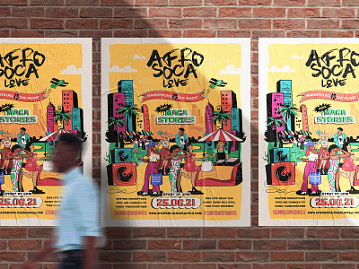 Afro Soca Love 2021 afro bar bazaar black club dance event fest festival flyer handdrawn music poster pub reggae soca
