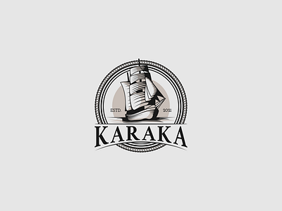Vintage Style Logo Design of Caraque Ship awesome logo badge logo emblem logo logo agency ship logo