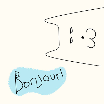 Bonjour! cat design illustration