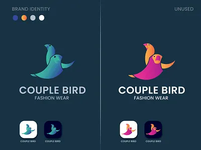 Couple bird Logo Design . brand identity branding clothes brand fashion logo golden ratio graphic design illustration logo logo maker logo mark logo type vector