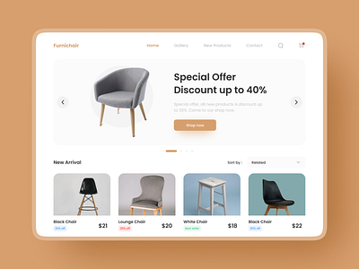 Furnichair - Website Landing Page chair design exploration furniture home interior interiordesign landing page table ui uiux ux website