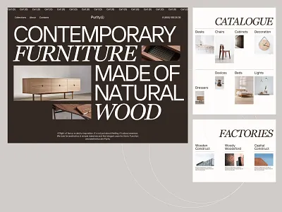 Furniture Website beds cabinet category list chairs decoration design desk devices dressers hero screen lights products ui ux wood