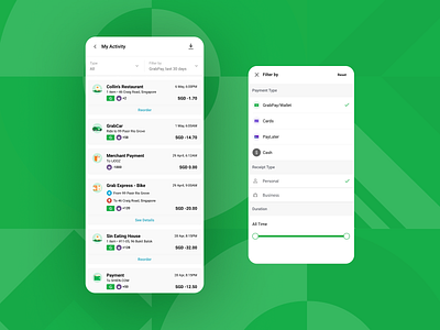 GrabPay Receipt Cards design food grab grabpay layout ride hailing ux