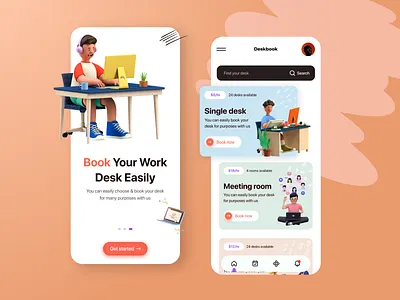 Desk booking app design - deskbook app app design app ui ux booking app design desk booking mobile app design mobile app ui ux modern app design onboarding onboarding screen ui ux design