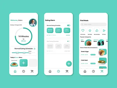 #exploration Eating Time Alarm and Management App alarm alarm app app design application design food food app management app ui uiux ux