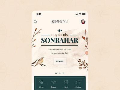 Ribbon Flowers Main page (Animated) animation app clean design e commerce flowers ios iu mobile mobileapp ux