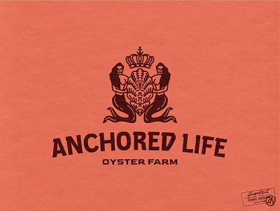 Anchored Life Oyster Farms 99designs anchor brand character concept dark farm graphic designer illustration mermaid nautical ocean oyster pearl retro seafood shell skull vector vintage
