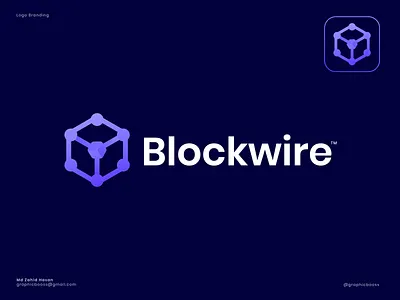 Blockwire logo design branding blockchain blockchain logo branding crypto crypto logo cryptocurrency cryptocurrency logo currency data design fintech gradient lettering lettermark logo logo design modern logo network trading