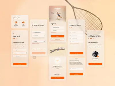 Register & Login Screens - Glassmorphism app clean create account design finder glass glassmorphism login mobile app register signup sport squash ui ux uxui