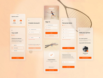 Register & Login Screens - Glassmorphism app clean create account design finder glass glassmorphism login mobile app register signup sport squash ui ux uxui