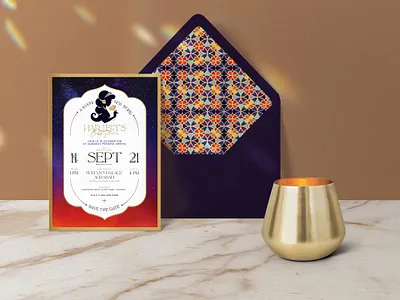 A Whole New World - Baby Shower Invitation aladdin arabian nights baby shower colourful design gold illustration invitation modern moroccan princess jasmine print silhouette