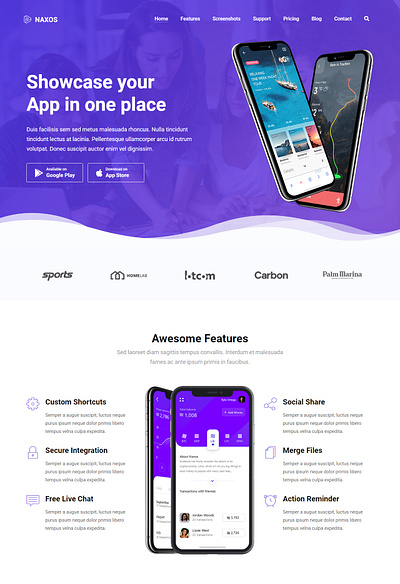 Naxos - App Landing Page WordPress Theme wordpress