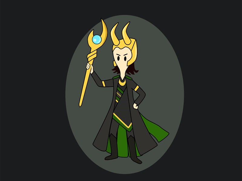 Loki takes over animation 2d art gif animation lottie shape animation vector
