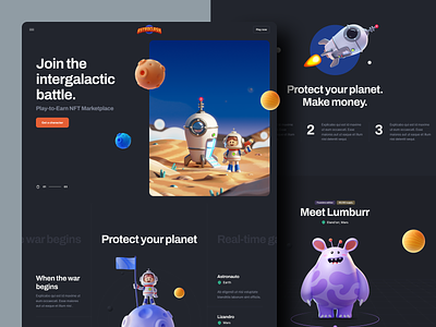 AstroClash: Play-to-Earn NFT Marketplace Kit 3d app design clean cute 3d dark theme design illustration ios isometric landing page marketplace minimal nft nfts ui ui design ux ux design uxdesign web design