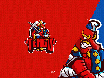 Tengu character mascot logo design branding design dribbble esport flat illustration japan japanese kitsune legend logo oni shield tengu typography vector