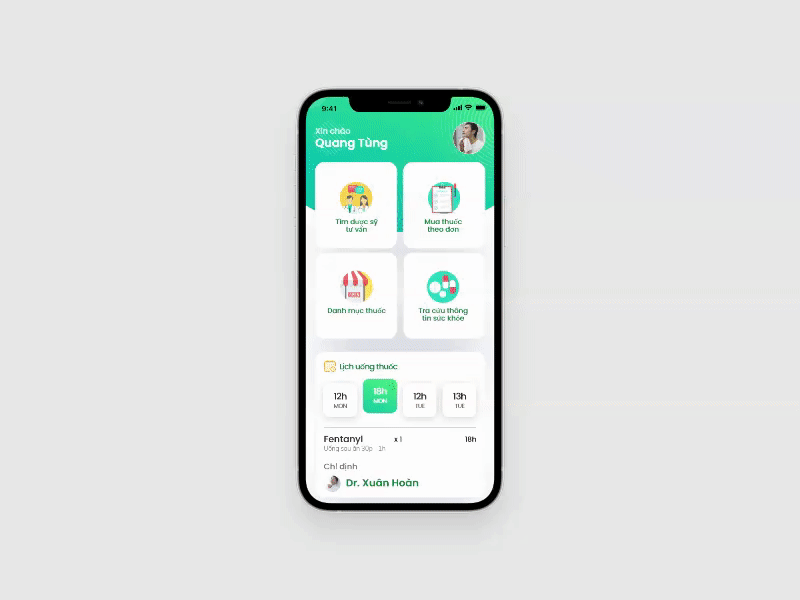 Medicine purchase and health management app animation app branding design flat ui ux