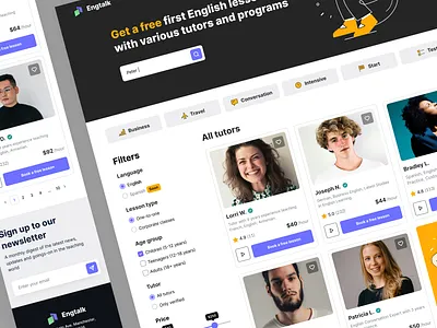 Engtalk platform adaptation commerce education english ill interface lessons mobile platform students teachers tutor ui web