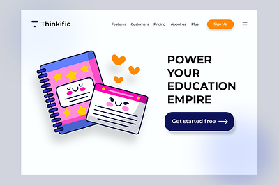 Redesigned the landing page of "Thinkific" 3d adobe xd animation branding design figma graphic design illustration logo motion graphics ui uidesign uiux ux