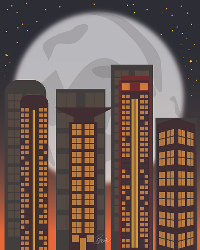 City Nights flat illustration vector