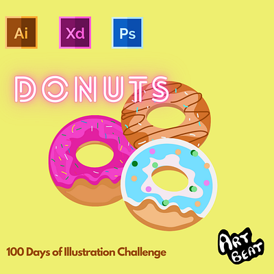 Day-5-Food Illustration-Donuts branding design flat graphic design illustration logo typography ui ux vector