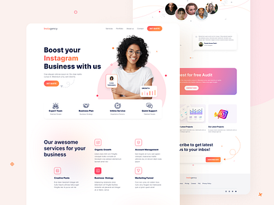 Instagram Marketing Agency Landing Page Design agency creative education figma insagram agency landing page marketing minimal uidesign