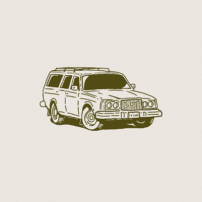 Volvo Illustration drawing illustration stationwagon volvo wagon