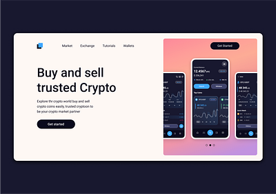 Cryptocurrency Landing Page app bitcoin coin concept landing page money new online banking stock wallet