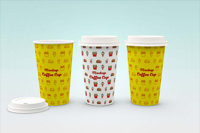 Movie Coffee Cup Mockup branding cocoa coffee cup design mockup movie mug new printed yellow