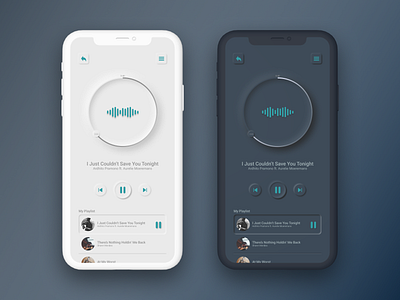 Neumorphic Music Player - Light and Dark Mode