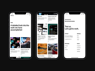 Mobile Work Page agency app branding card design designer grid layout minimal mobile portfolio resume studio template typography ui ux web webflow website