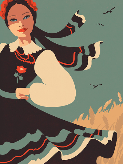 Polish Dancer branding design flower girl graphic design illustration poster summer vector