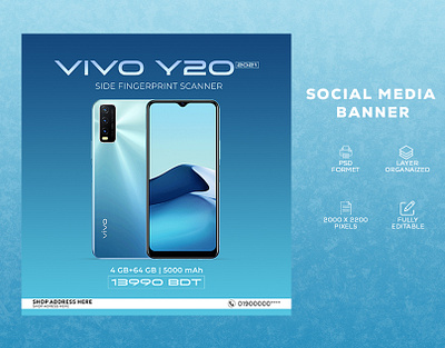 Vivo Y20 Social Media Banner Design 2021 bangaldesh beast best design facebook graphic design illustration insparation social media banner vivo y20