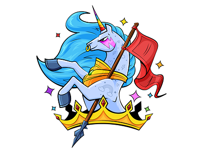 Battle Unicorn battle character crown design flag gay illustration ipad magical rough sparkle spear unicorn vector