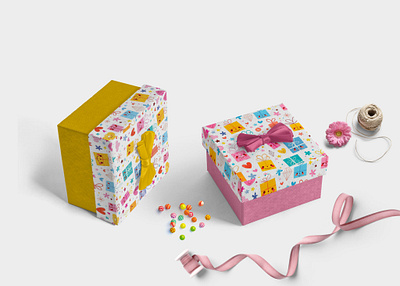 Gift Box Label Mockup box colourful creative cute gift design floral gift graphic design label mockup new nice surpise unique