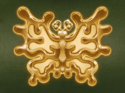 Golden Butterfly airbrush butterfly design drawing editorial editorial art gold graphic green illustration jewelry magic print shiny surreal vintage