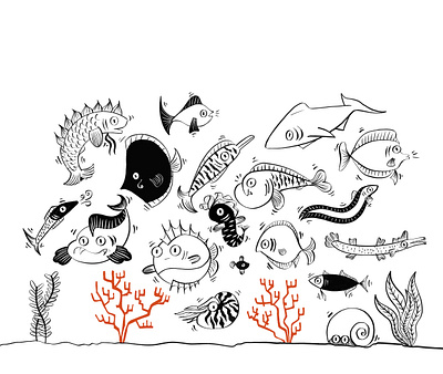 aquarium aquarium coloring book coral drawing fish illustration illustrator ocean procreate sea