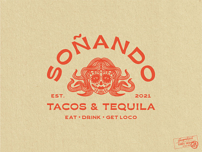 Soñando Tacos & Tequila aztec character character design cocktails colors creative day of the dead death dream food handlettering logo designer mascot mexican restaurant skull sugar skull tacos tequila vintage