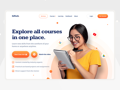 Edtech Website Landing Page V2 edtech edtech concept edtech ui edtech website education educational website landing page learn online online learning online learning website ui uidesign uiux website website concept website design