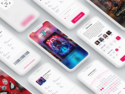 Cinema Ticket App Concept app branding cinema design film illustration logo mobile ticket ui uiux userexperience ux