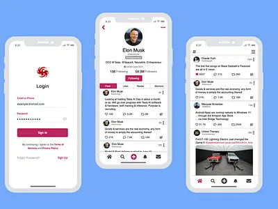 Microblogging Application design graphic design interface design mobile app product design social media ui ux