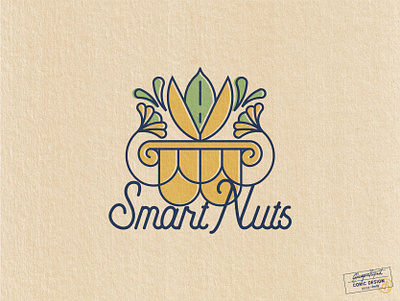 Smart Nuts ancient brand identity column concept creative feminine greece greek green lettering light logo nature nut orchard pistachio sea tree typography yellow