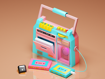 Tape It 3d art blender design digital illustration graphic design illustration minimal recorder render vector