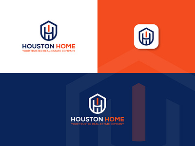 Letter H + Home flat logotype typography