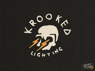 Krooked Lighting branding film graphic graphic design hand drawn hollywood illustrator lightning bolt logo movie production retro skate skull surf texture tshirt type vector vintage