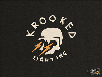Krooked Lighting branding film graphic graphic design hand drawn hollywood illustrator lightning bolt logo movie production retro skate skull surf texture tshirt type vector vintage