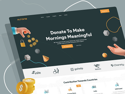 ALTONE - Donation Website 3d branding charity donate donation doner figma finance foundation graphic design hand home page landing page logo mobile mobile page money ui web website